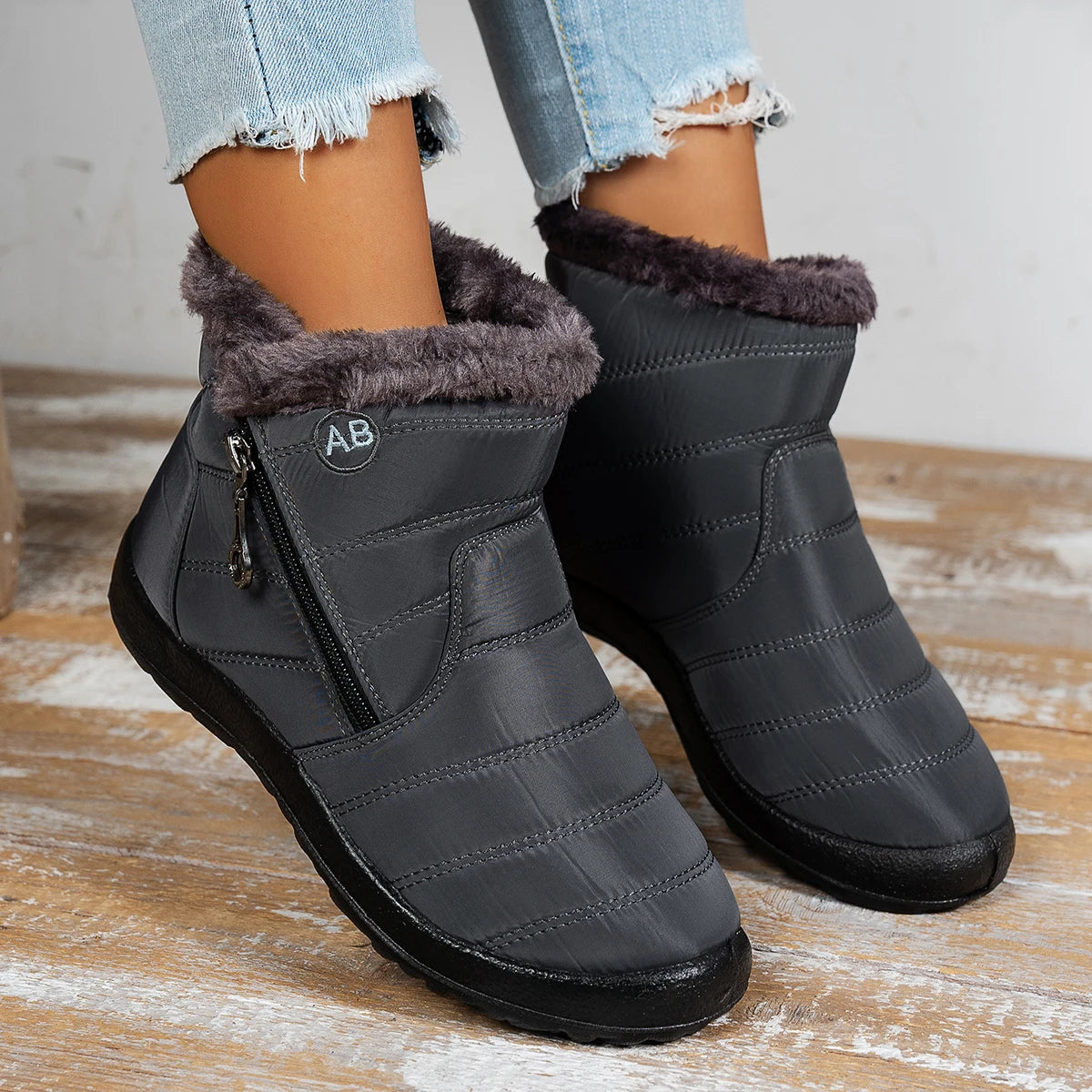 Women's Brown Ankle Snow Boots - Comfortable Outdoor Winter Shoes - photo 5