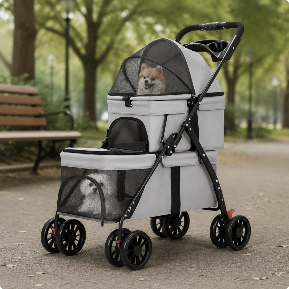 Double-Deck Pet Stroller - Breathable Mesh Travel Cart – photo 9