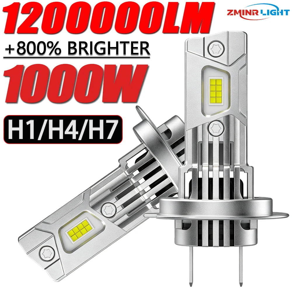 LED H7 H4 H1 Bulbs for Car Headlight CANBUS Turbo Fan Auto Lights Super Bright Mini LED Headlamp 6000K White Lamp 12V Plug&Play