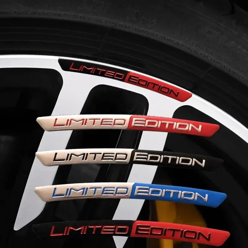 4 Pc Aluminium Alloy Car Hub Stickers, Rim Decorative Strips