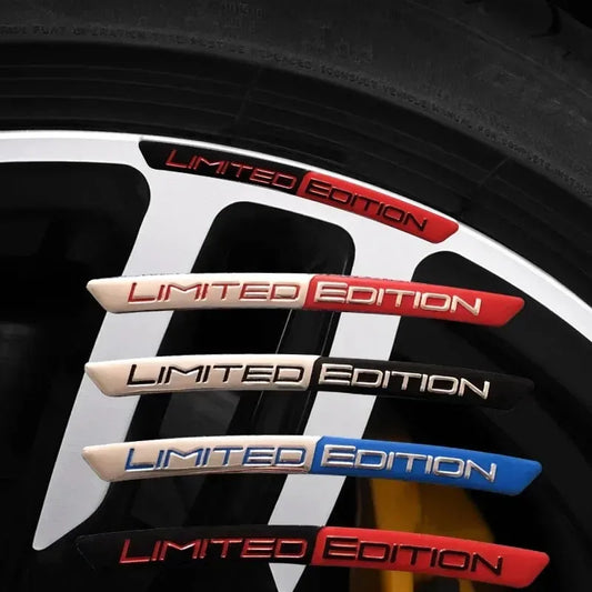 4 Pc Aluminium Alloy Car Hub Stickers, Rim Decorative Strips