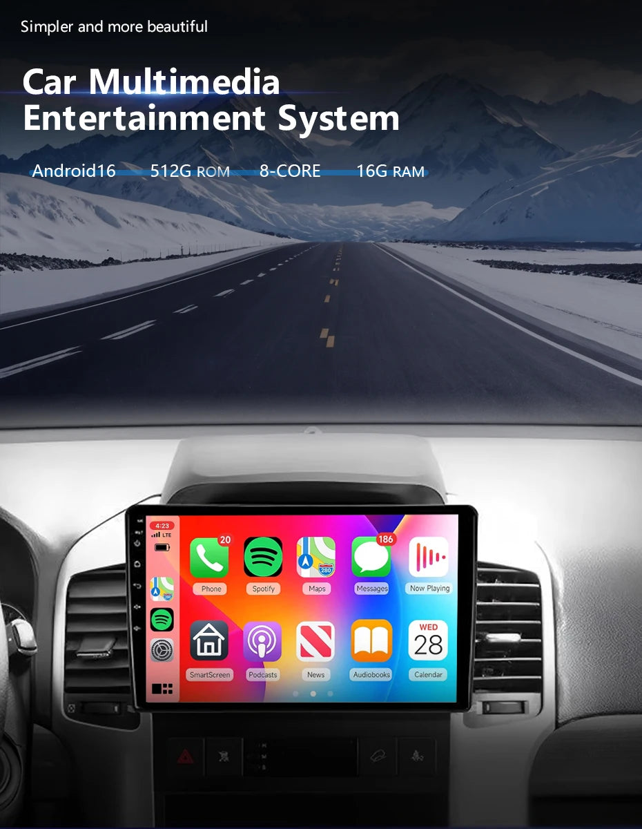 Android 16 Carplay Auto Multimedia Car Radio For Chevrolet Captiva 2008 2009 - 2012 Head Unit Autoradio Stereo Snapdragon Player