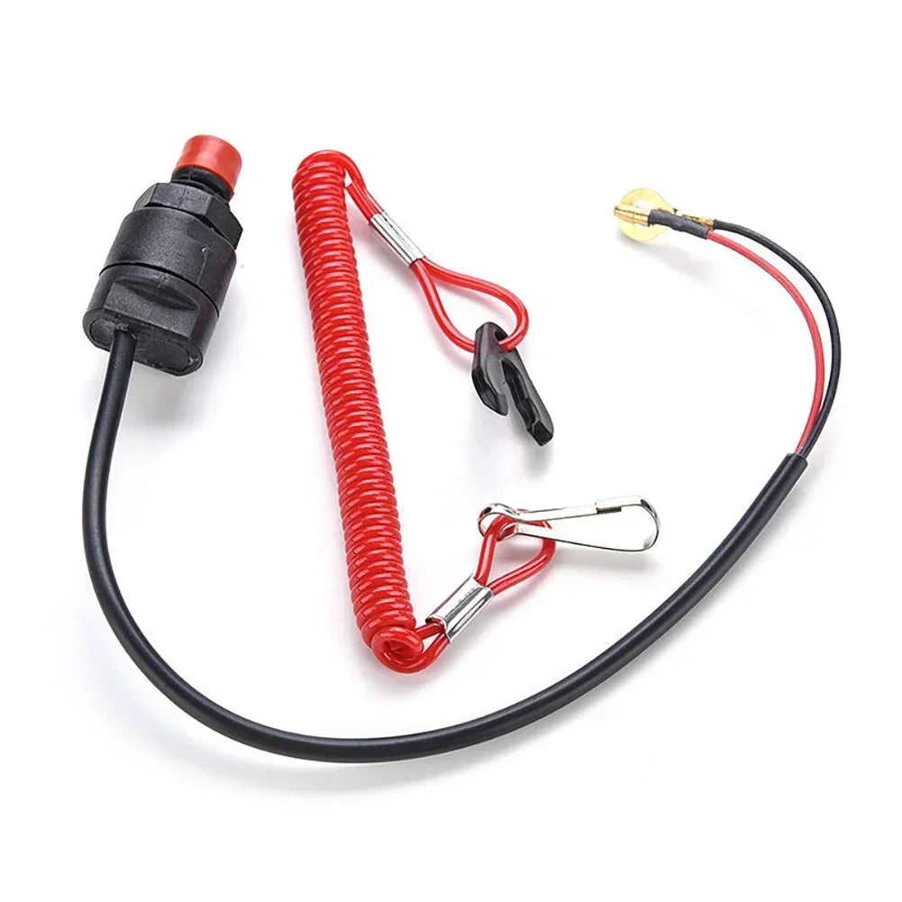 Boat Outboard Switch Engine Motor Lanyard Kill Urgent Stop Button Safety Connector Cord Compatible for Yamaha Suzuki Honda