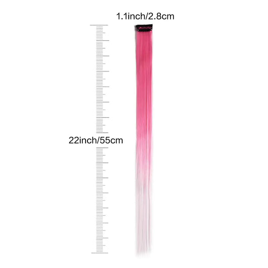 22 Inch Clip In Synthetic Hair Extensions - Multi Color Highlights - photo 2