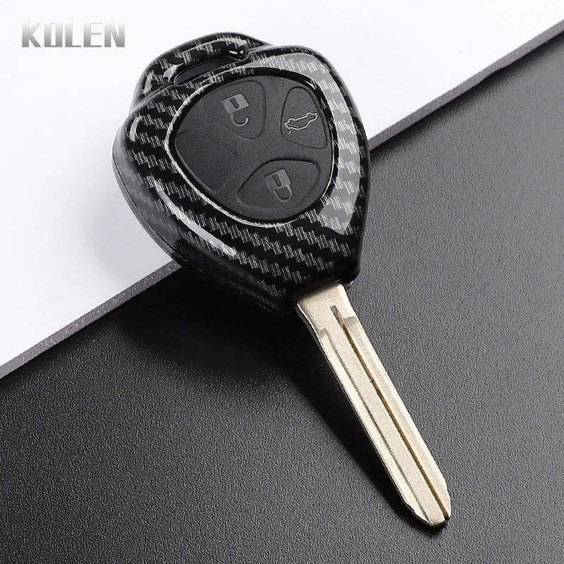 ABS Carbon Fiber Style Car Key Case Cover For Toyota Camry Avalon Corolla Matrix RAV4 Venza Yaris Replacement Protector Keychain