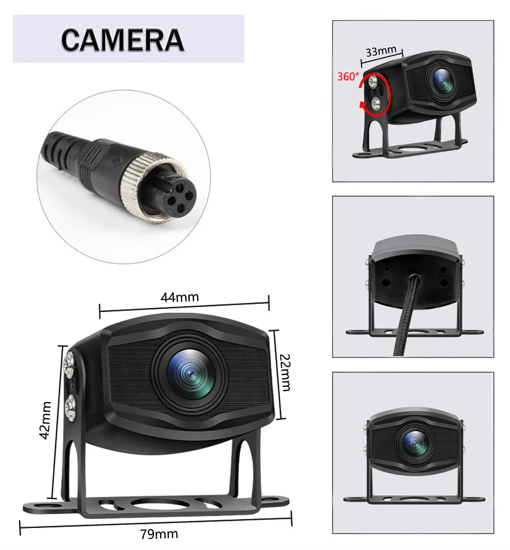 7 inch Truck DVR System BSD Sound and Light Alarm 2CH 1080P Night Camera Touch Screen MP5 BT AHD Monitor 24H Parking Recorder