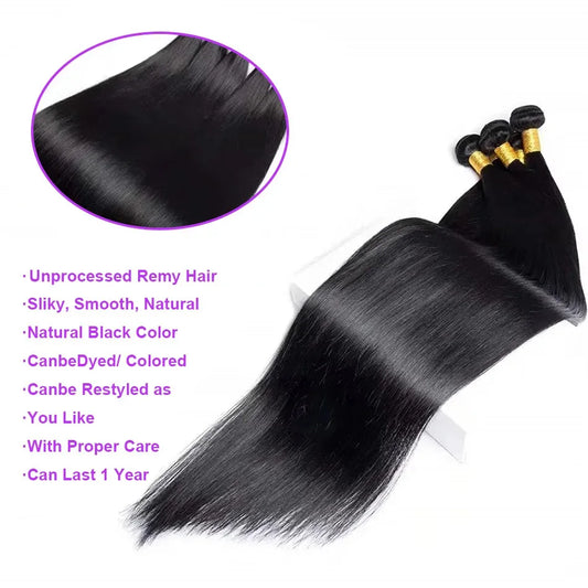 36 Inch Bone Straight Human Hair Bundles - Brazilian Hair - photo 2