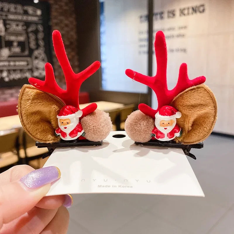 Xmas Antler Barrette Hairware New Year Girls Hairgrips Woman Party Ornament Accessories Christmas Hair Clips Deer Ear Hairpins