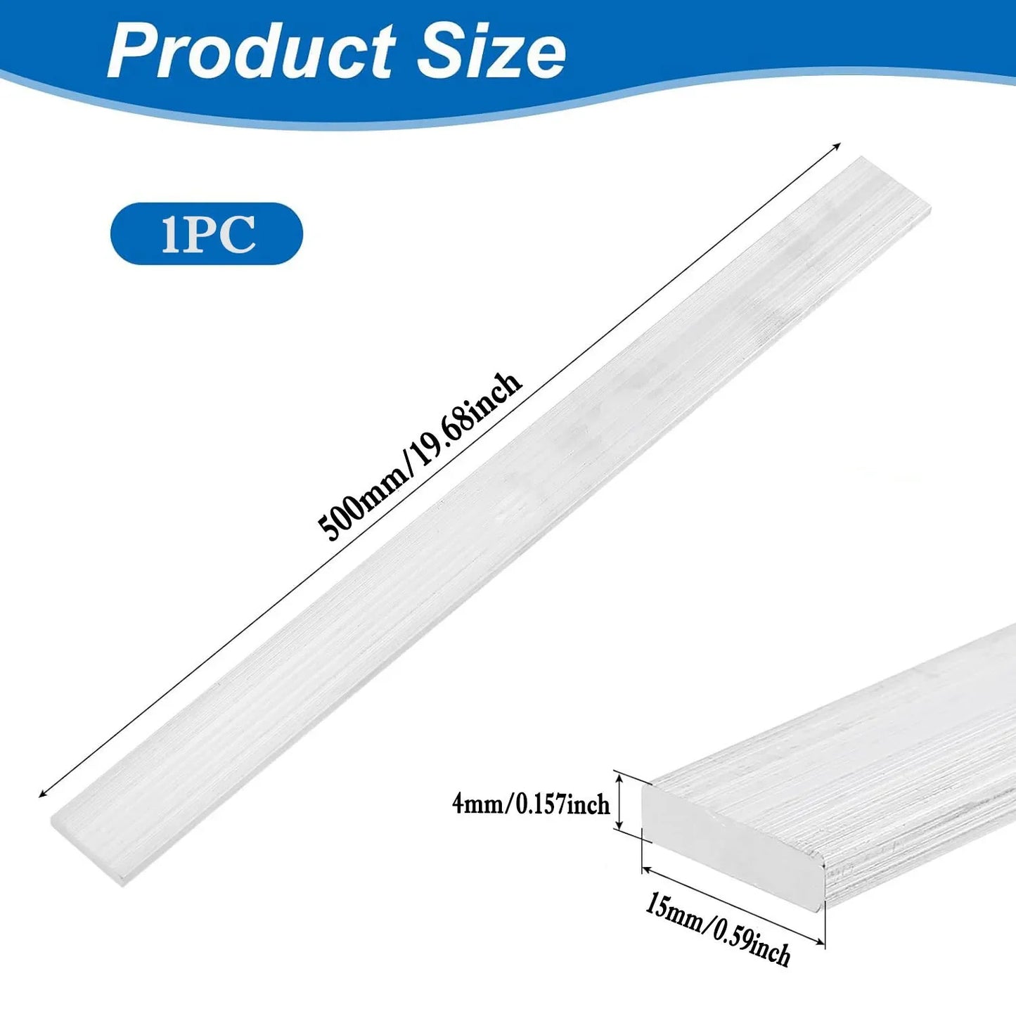 1-5pcs 6061 Aluminum Flat Bar Stock 500mm, High Strength Rectangular Bar for Metalworking, Industrial & Craft Use