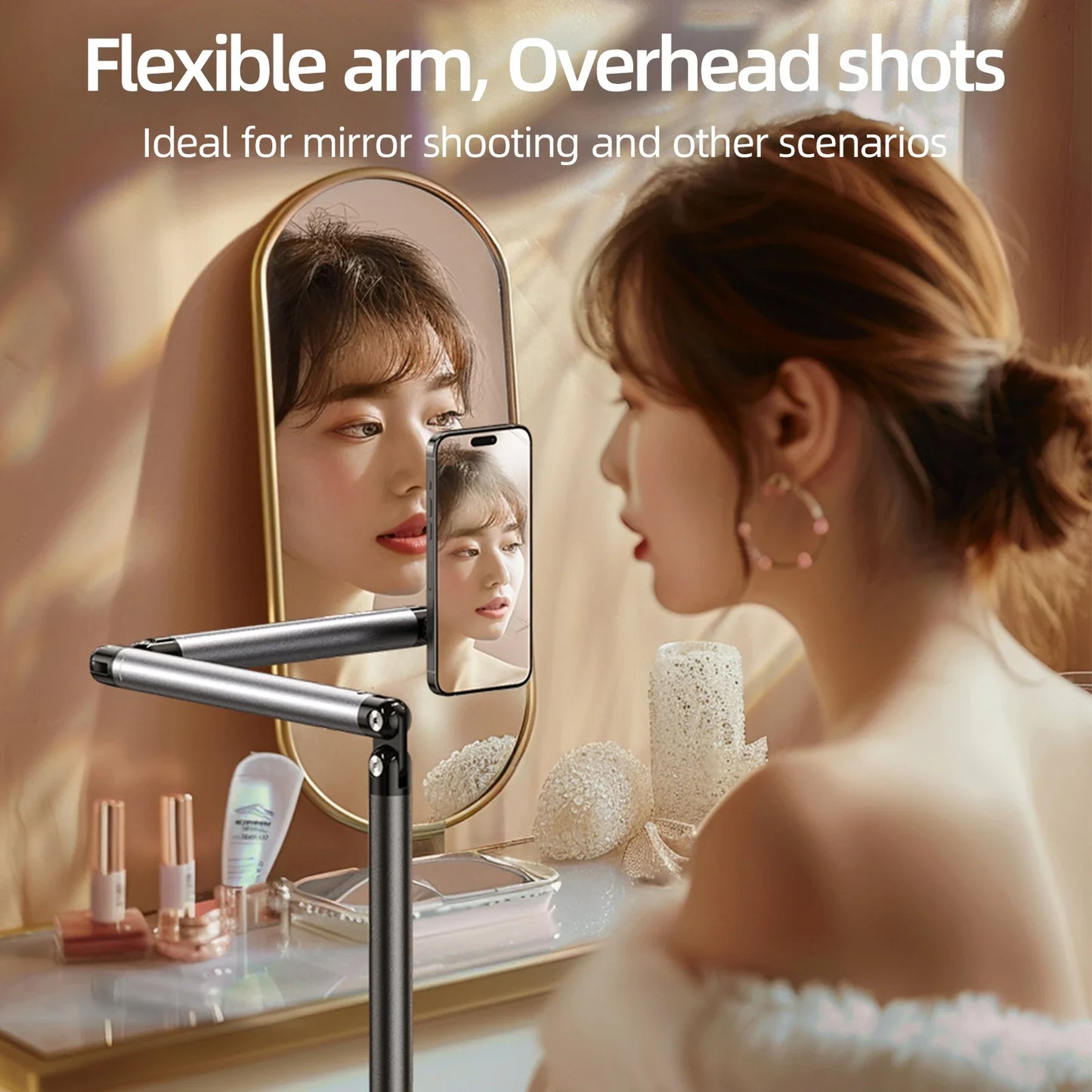 Original Telesin P3-DS-01 P3-FS-01 Adjustable Desktop Stand For Phone And Camera With Flexible Arm And Stable Base Design