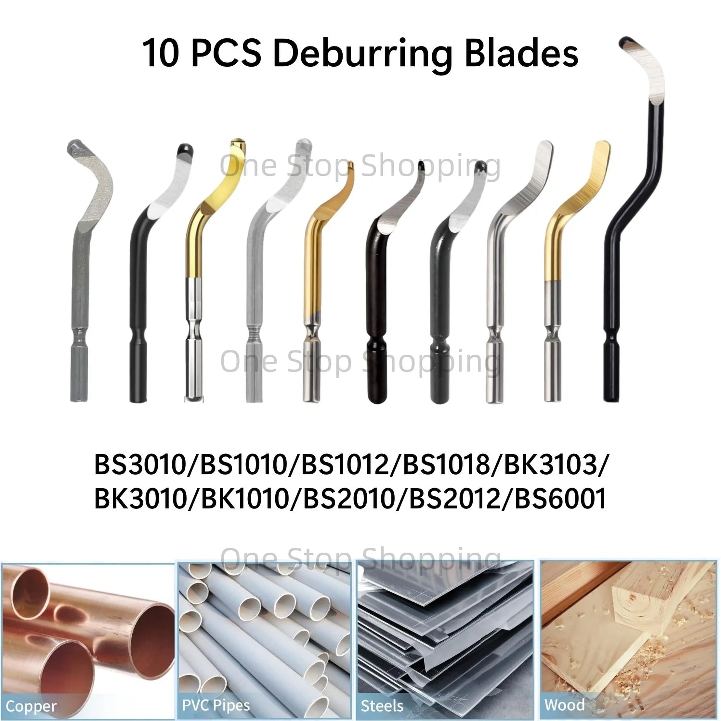Pack of 10 PCS Deburring Blades for Burr Removal Reamer Tool as 360 Degree Rotary Head for Metal Resin Copper Plastic Brass PVC