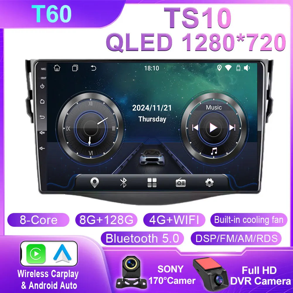 Android Carplay Auto For Toyota RAV4 Rav 4 2005 - 2009 2010 2011 2012 2013 Car Radio Multimedia GPS Player Stereo WIFI 4G BT DSP