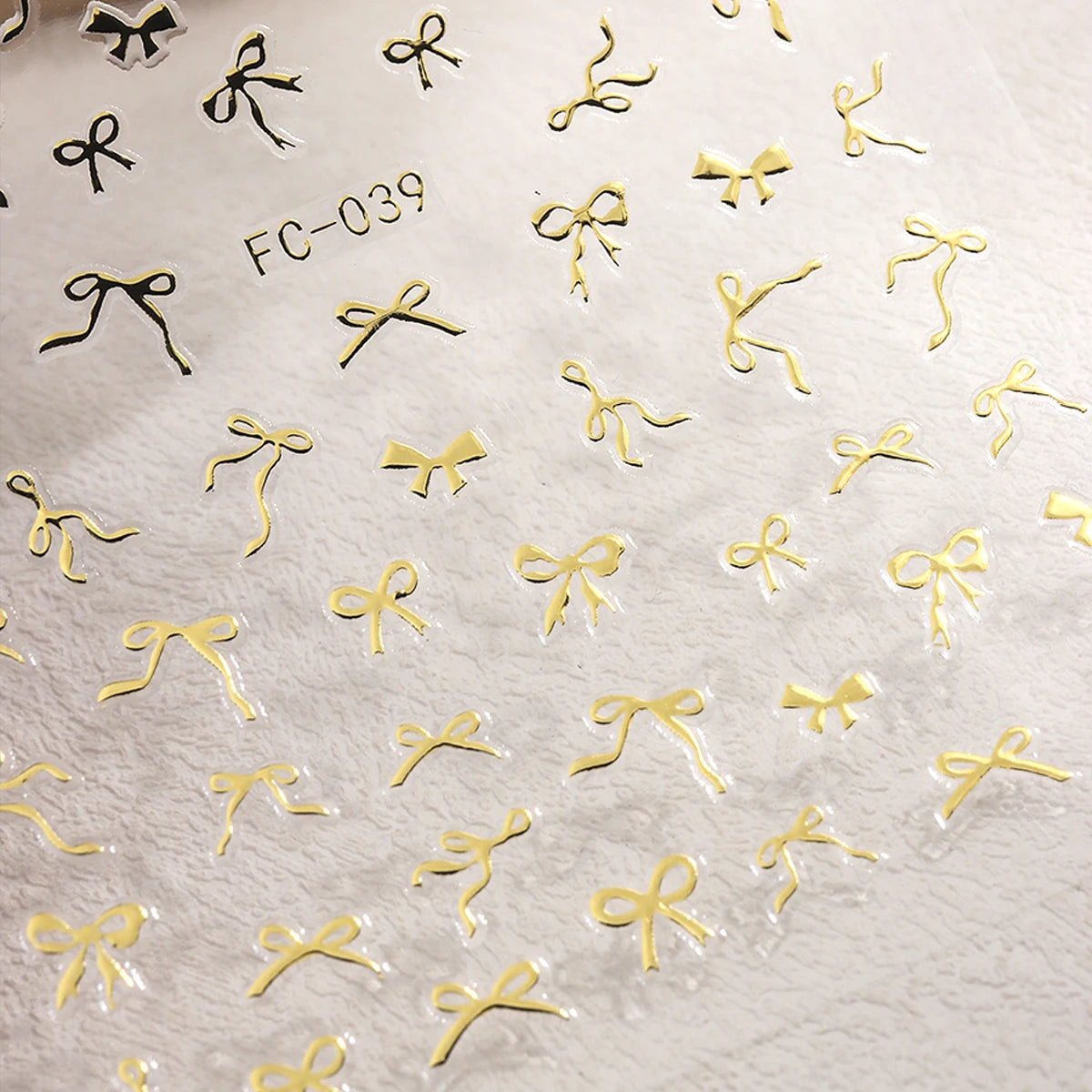 New Year's Red Bow Nail Stickers, Self-Adhesive Pink and Gold Ribbon Nail Decorations, Ballet-Style Ribbon Design Nail Decals