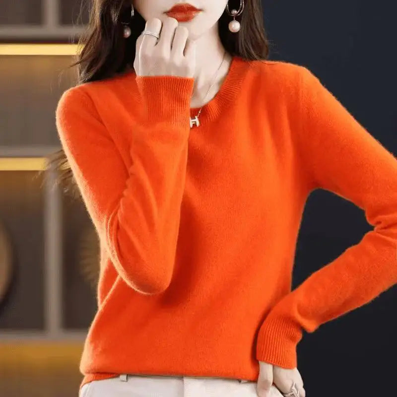 Women's Soft Knit Crew Neck Sweater, Basic Jumper