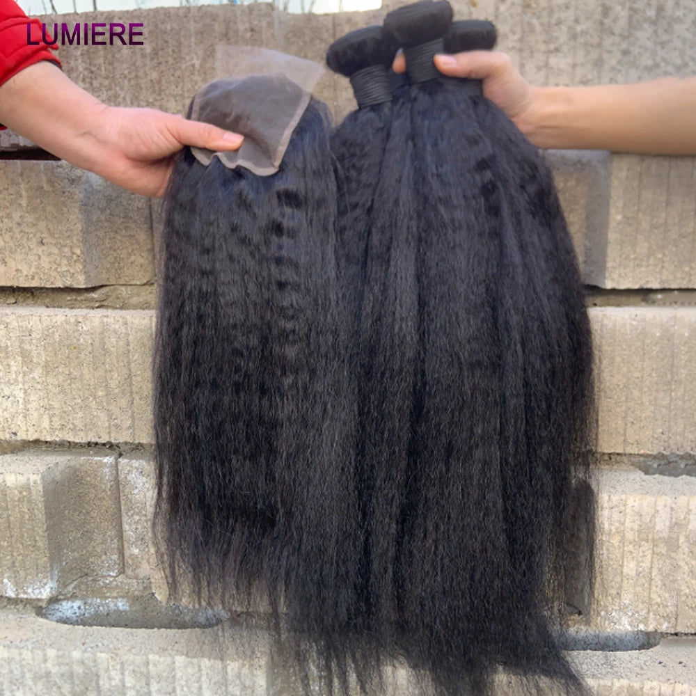 Kinky Yaki Straight Human Hair Bundles Deal Raw Virgin Human Hair Bundles Deal Brazilian Hair Extensions On Sale Clearance