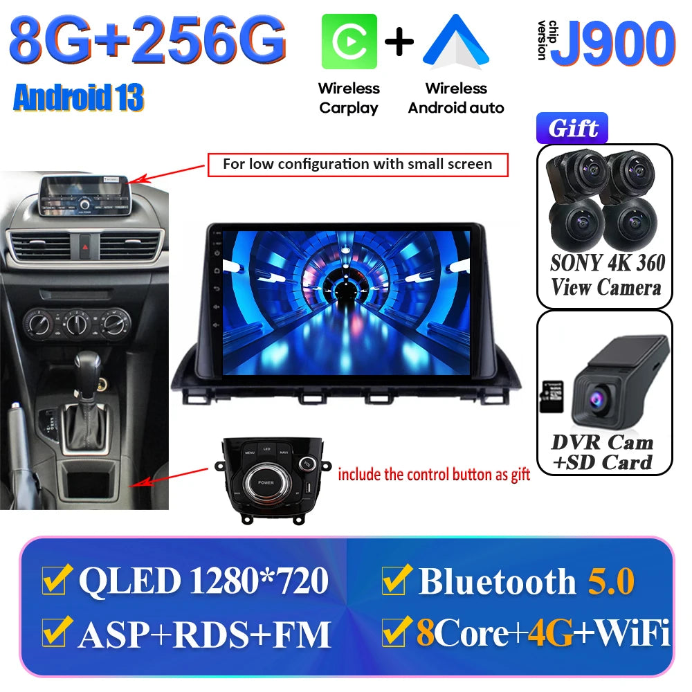 Car Multimedia Android For Mazda 3 Axela 2014-2017 2018 2019 Head Unit Player Navigation GPS Atuo Carplay WIFI 5G No 2din DVD BT