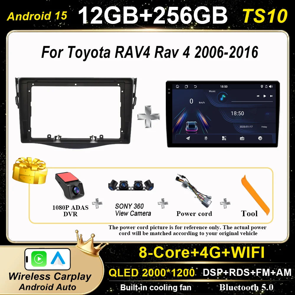 Android Auto Car Radio For Toyota RAV4 Rav 4 2006-2016 Navigation Player Multimedia Carplay Touch Screen 2Din Stereo Head Unit