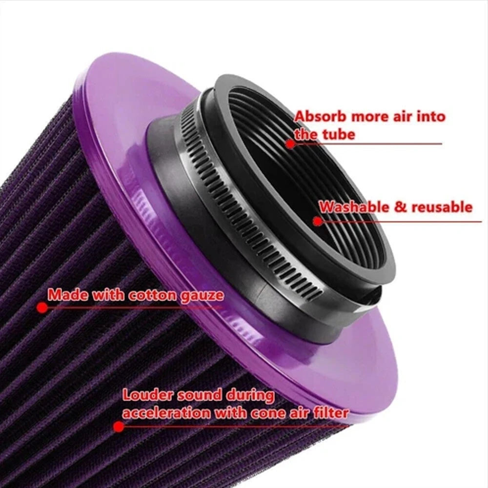 3 Inch Universal Car Air Filters High Flow Inlet Cold Air Intake Cone Replacement Dry Air Filter Mesh Cone Engine Protector