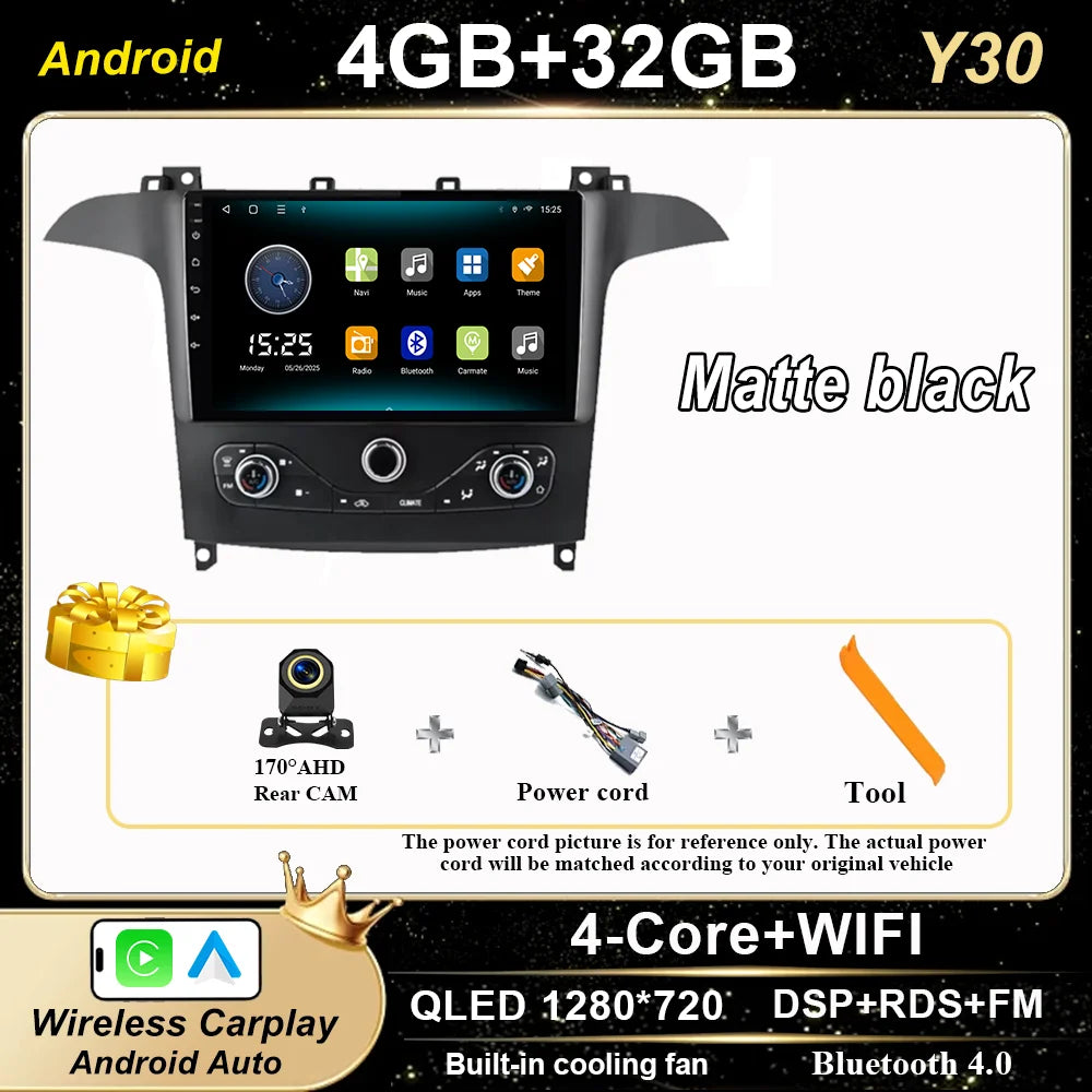Android 16 For Ford S Max S-MAX 2006-2015 For Ford Galaxy 2014 Auto Multimidia Video Player Carplay Radio Stereo  Car Dvd WIFI