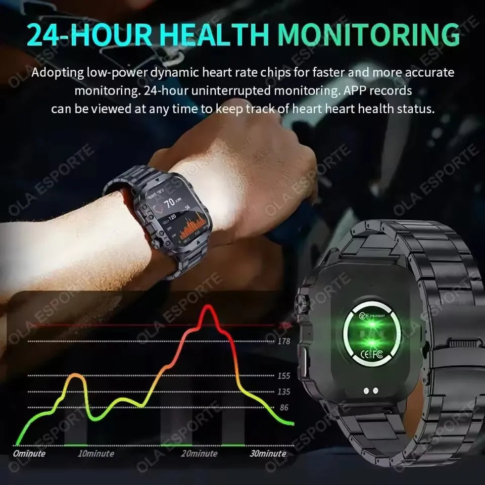 Military-Style Smart Watch — IP67, GPS, Outdoor Fitness Tracker