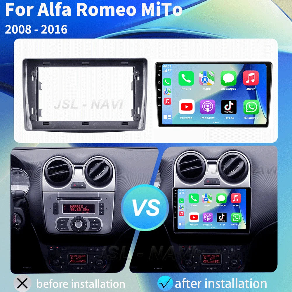 Car Radio For Alfa Romeo MiTo 2008 - 2016 Multimedia Video Player Wireless Carplay And Wireless Android Auto Portable Universal