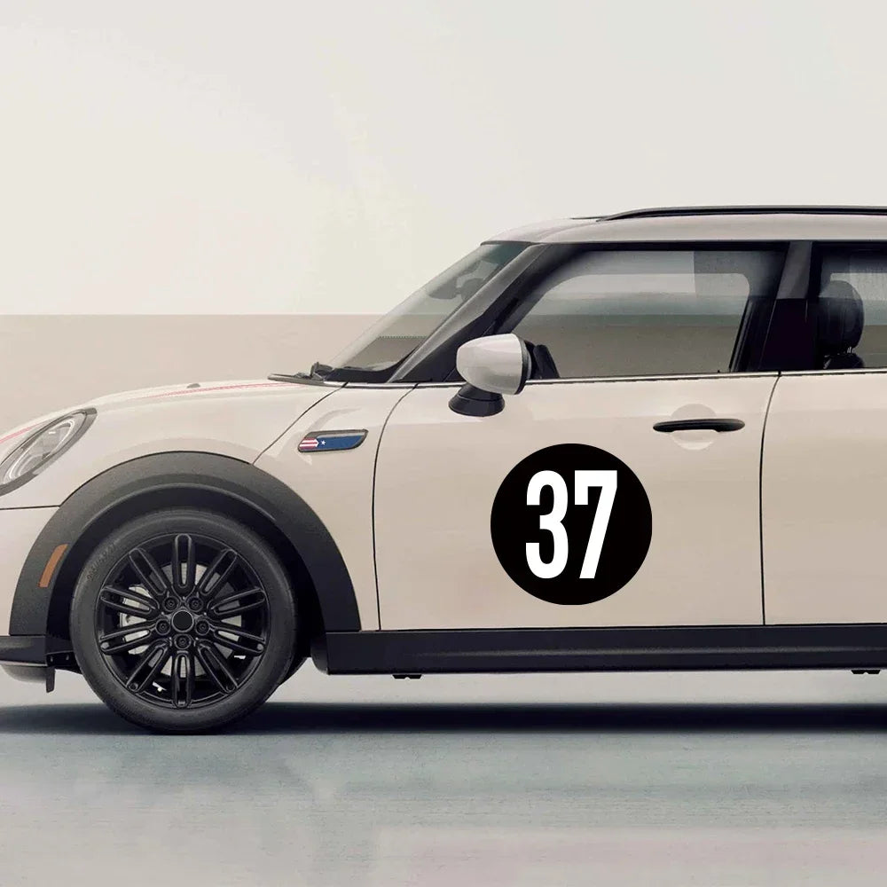Car Door Side Number 37 Racing Decal – Compatible with MINI Cooper Countryman, Clubman, F55 F56 F60 R55 R56 R60 R61