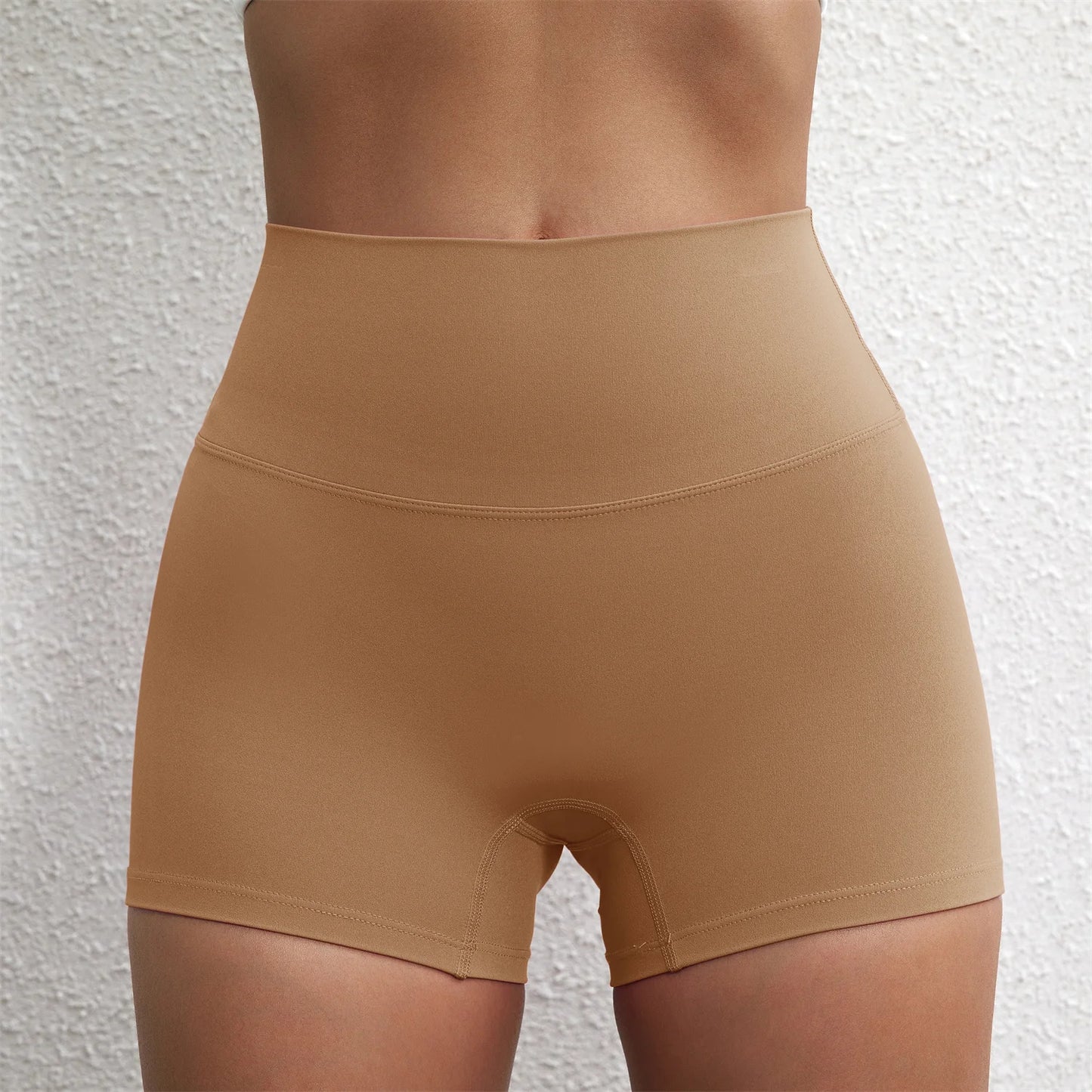Solid Color Tight Compression Sport Short High Waist Yoga Ultrashort Legging Training Soft Women Gym Athletic Tight Squat Proof