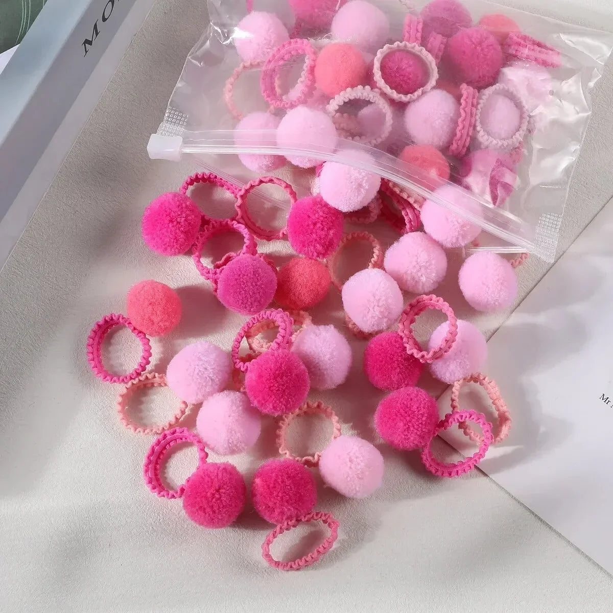20 pcs colorful fluffy hair elastics  Kids ponytail bands  Hair accessories gift