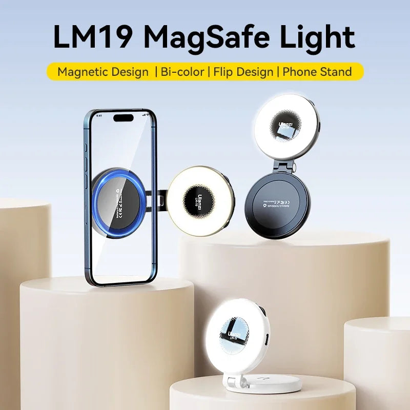 Original Ulanzi LM19 MagSafe Fill Light CRI 95+ Bi Color Flip for Vlog Livestream Photograph Magnetic Mobile Phones Compatible