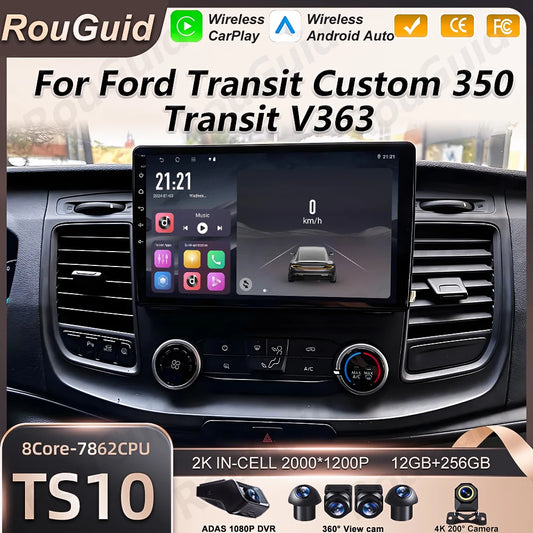 Car Stereo with Apple CarPlay & Android Auto, Compatible with Ford Transit Custom 350 & Transit V363