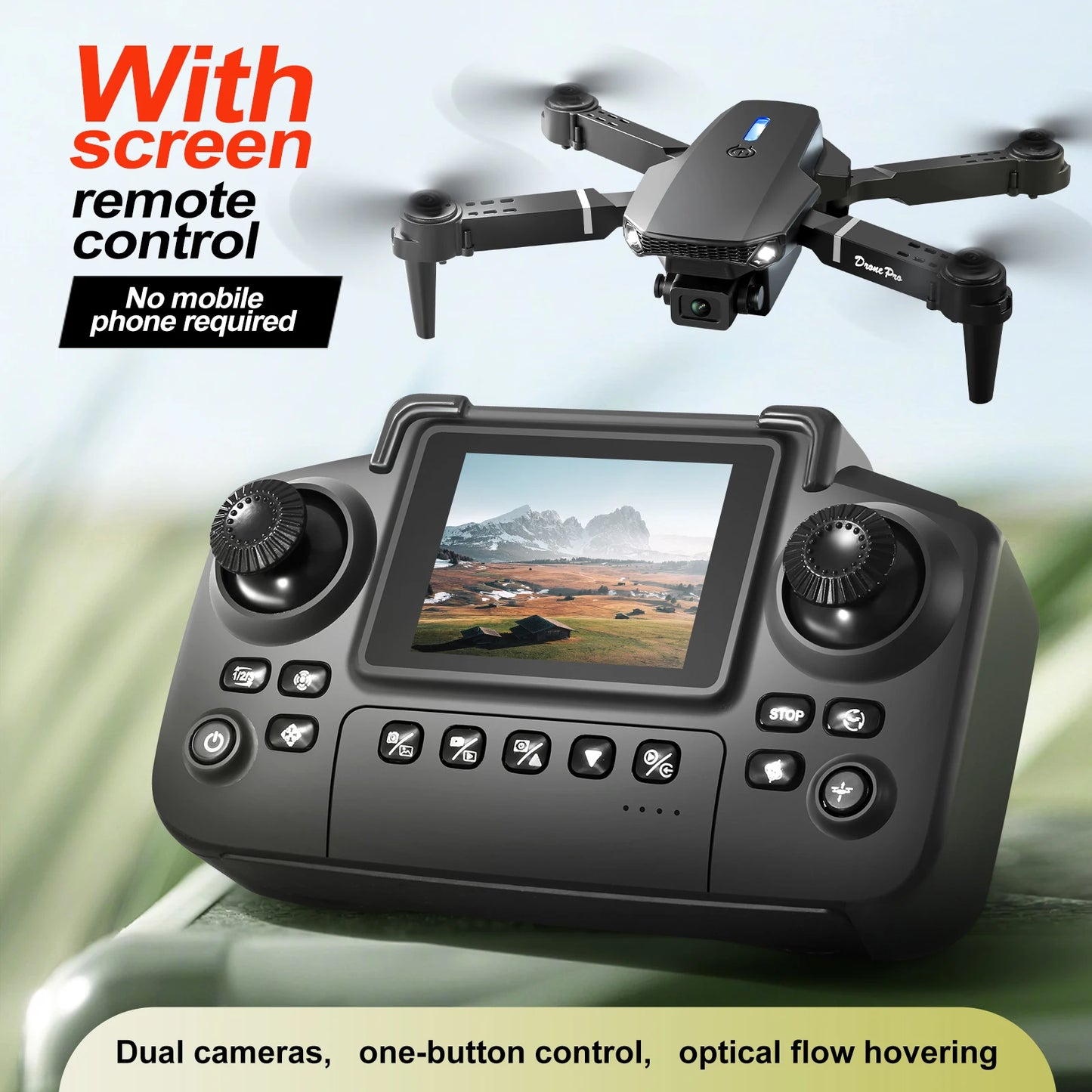 E99 PRO Drone Screen Control Aerial Drone High Definition Dual Camera Remote Control Aircraft, Folding Quadcopter Kid Gift