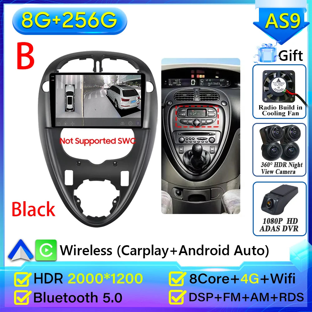 For Citroen Xsara Picasso 1999-2010 Car Radio Carplay Multimedia Player Screen GPS Navigation Android Auto Video Wifi No 2din 2K