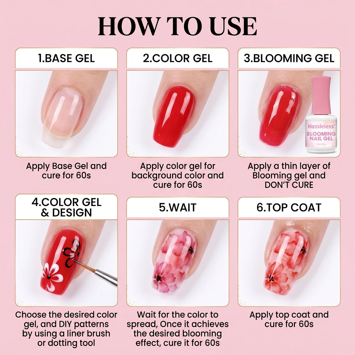 Hassleless Blooming Gel Nail Polish Set (15ml glass bottle) - Professional Nail Gel, Blooming Gel Nail Polish Set includes gel,