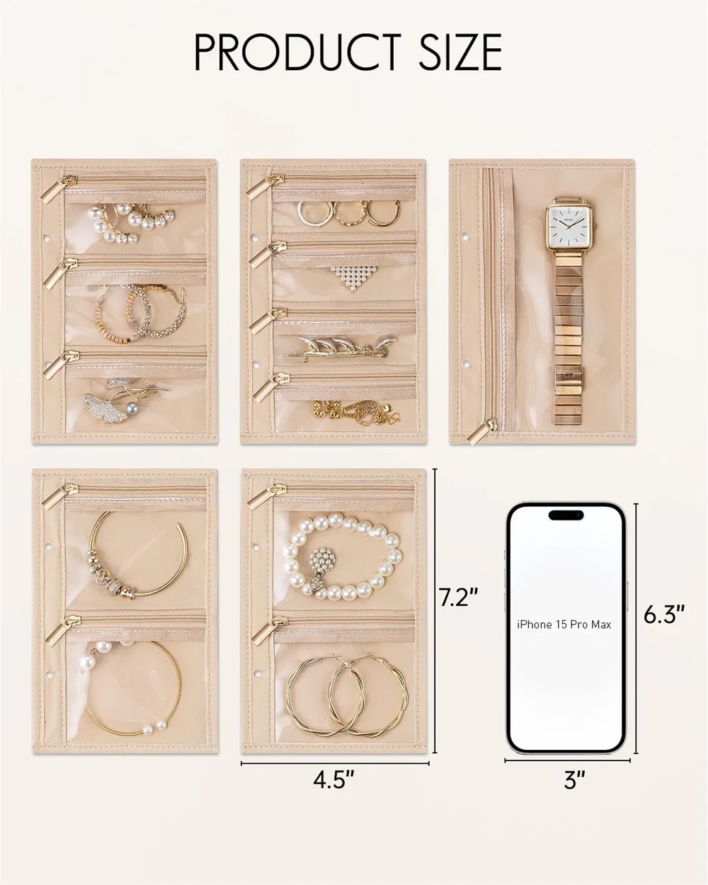 Jewelry storage box, storage bag, convenient jewelry storage book ring binder, transparent zipper velvet jewelry bag, travel ess