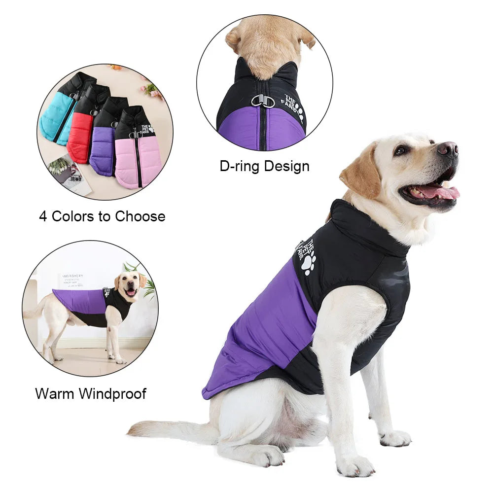 Winter Big Dog Jacket Coat Windproof Clothes For Medium Large Dogs Labrador Vest Outfits Cozy Warm Golden Retriever Pet Apparel
