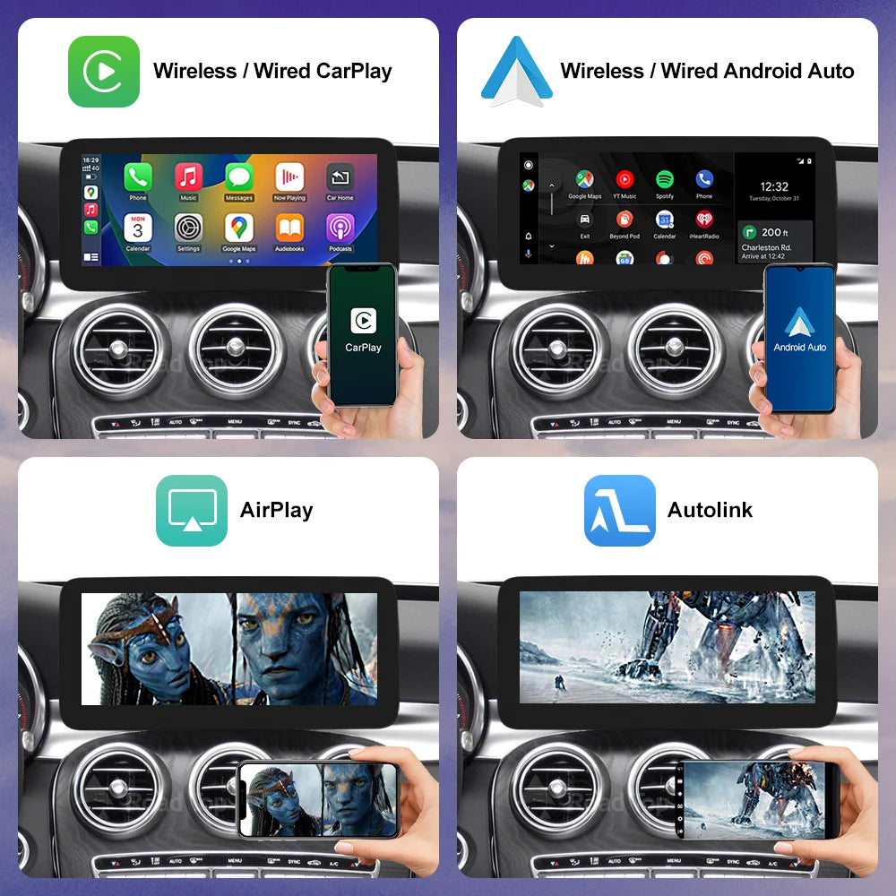 Wireless Carplay Linux Screen for Mercedes Benz W205 GLC A C V Class W447 CLA GLA 2026-2026 GPS With Android Auto Car Multimedia