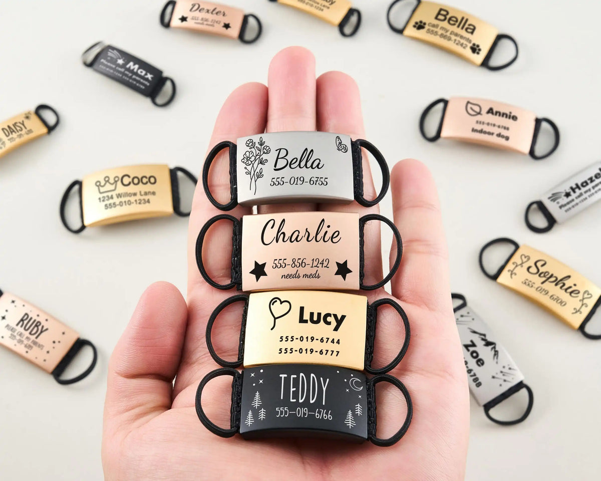 Silent Slide-On Pet ID Tag - Noiseless Engraved Collar Tag