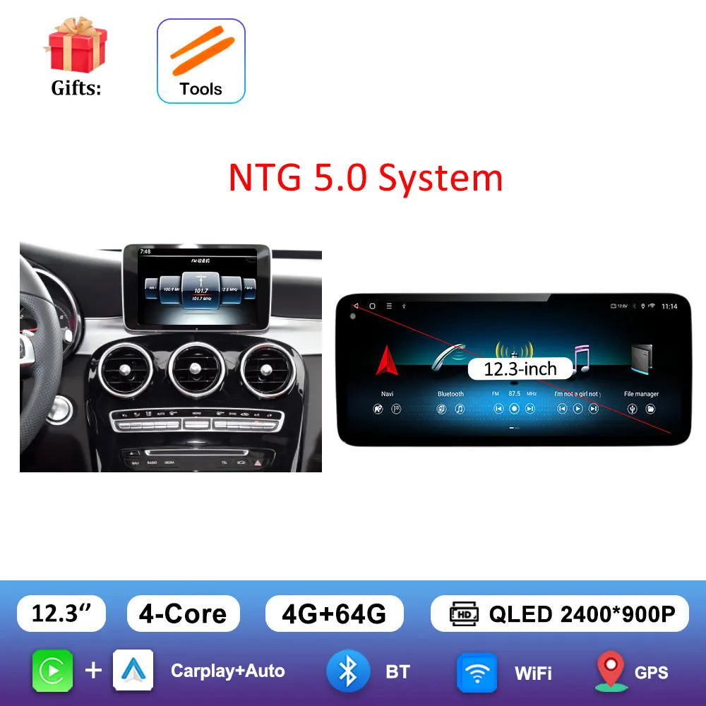 Android 16 Intelligent System for BENZ C CALSS W205 GLC 2026 - 2026 Car Video Multimedia Player GPS Navigation QLED HD Screen BT