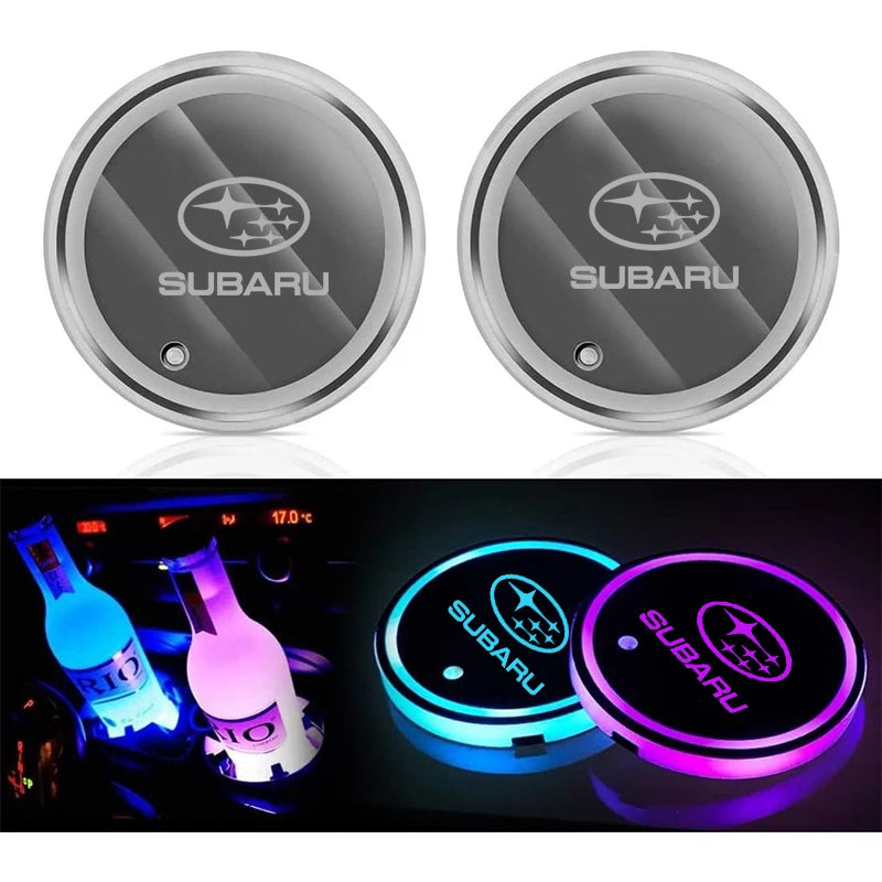 7 Color LED Car Cup Holder Light - Luminous Coaster for Subaru