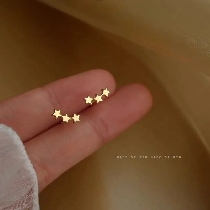 Korean Minimalism Gold Color Small Leaf Butterfly Stud Earrings for Women Hypoallergenic Daily Wear Ear Girls Pierc Gifts