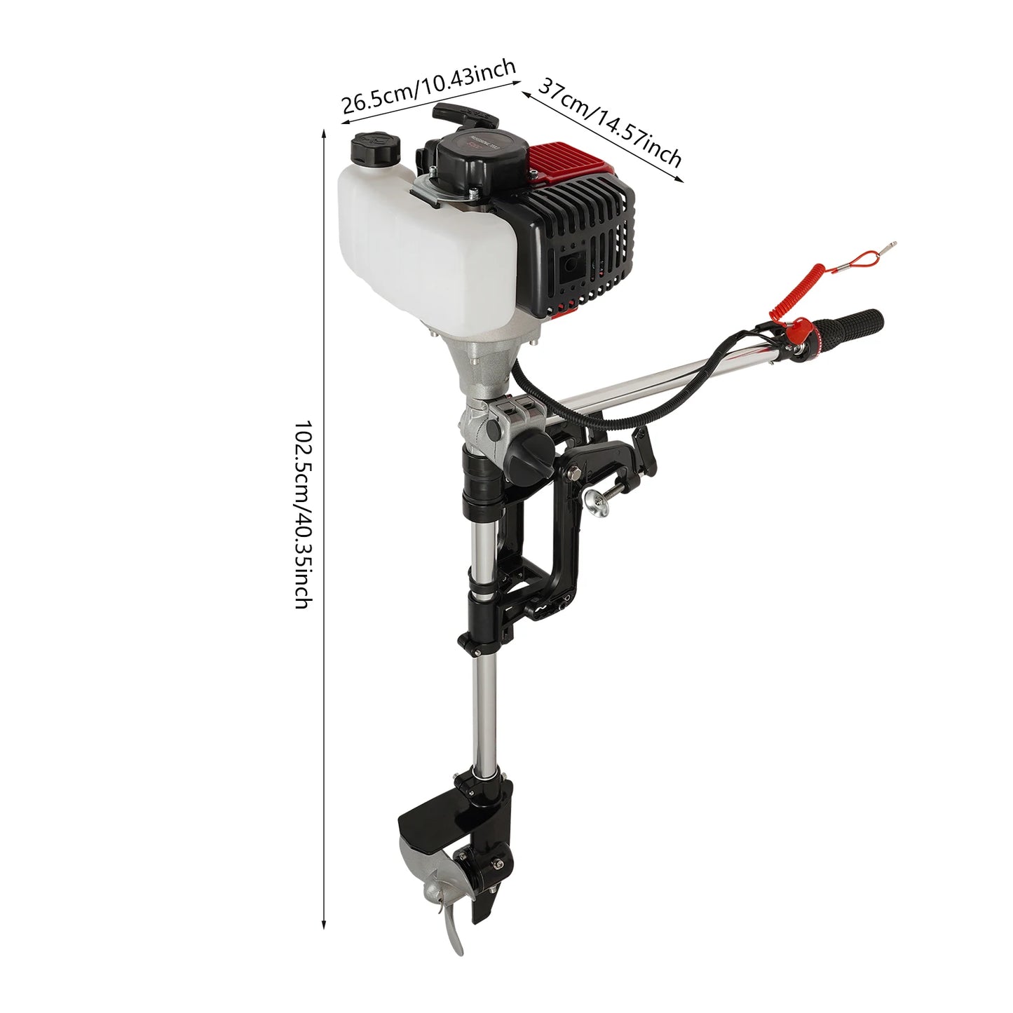 2.3 HP 2 Stroke Outboard Motor 52cc, Shunyu Forced Air Cooling 1-Cylinder All-in-One 25:1 Oil Ratio 1L Tank