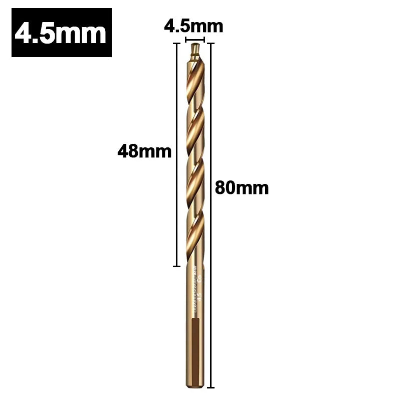 M35 Step Twist Drill, Cobalt Content Straight Shank Drill (3-13mm), For Iron, Stainless Steel, Steel Drilling