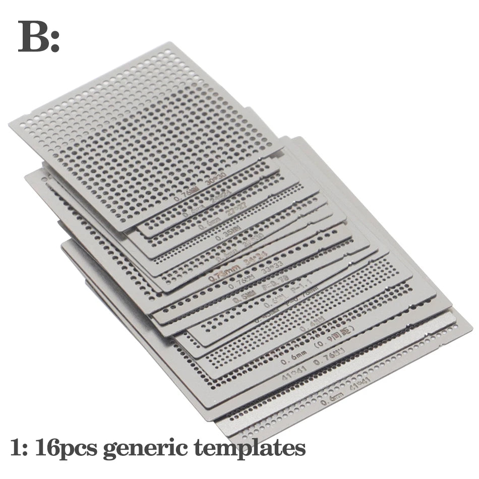 27Pcs /16pcs/10pcs BGA general template Universal Direct Heated Stencils For SMT SMD Chip Rpair and easy support