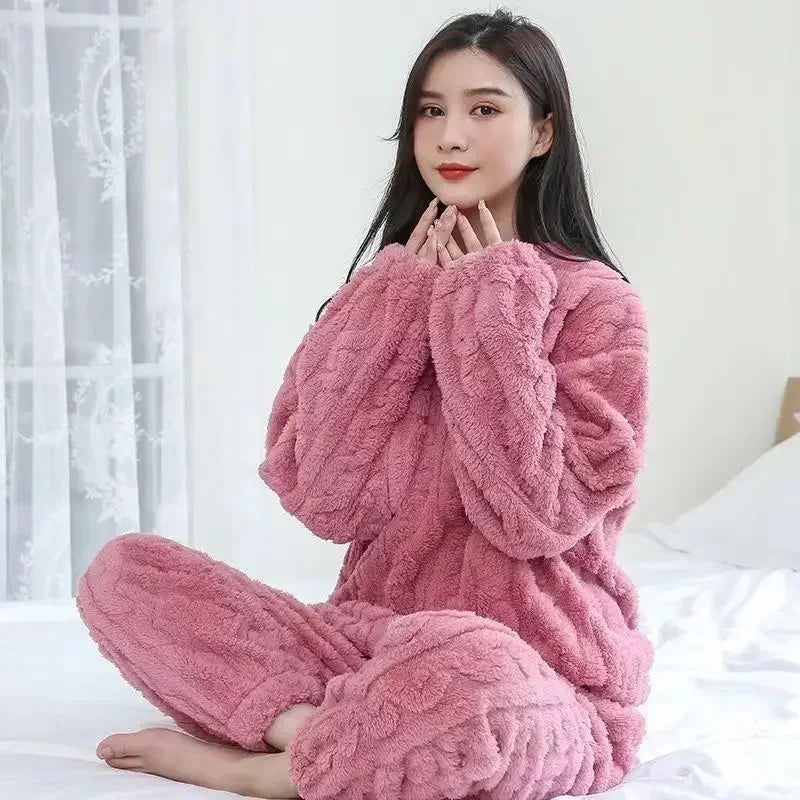 Women's Coral Fleece Jacquard Lounge Set - Top & Pants - photo 8