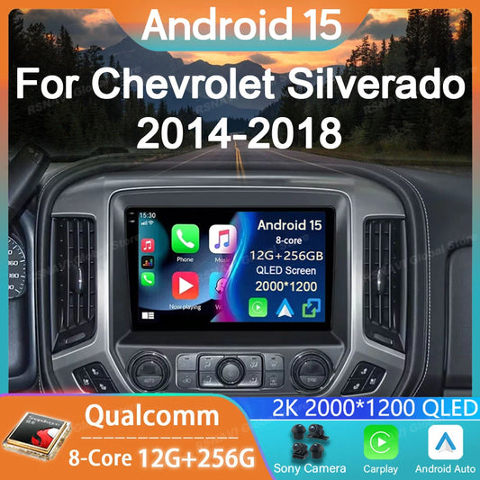 Android Car Stereo with CarPlay & Android Auto — Chevrolet Colorado/Silverado & GMC Sierra (2014–2018)