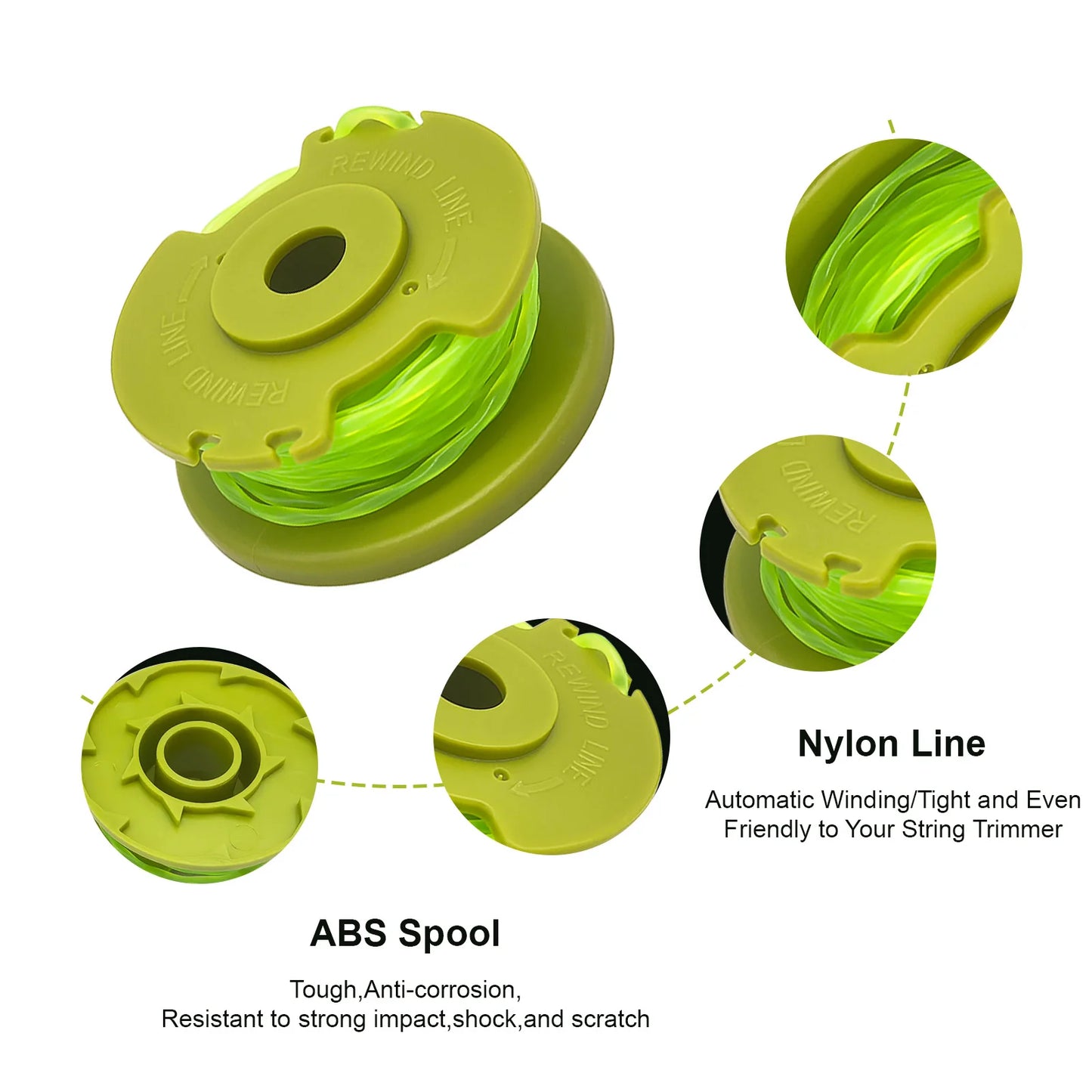 TSES 5~20Pcs Trimmer Spool Line, Nylon String Trimmer Line Rope Strimmer Line Weed Whacker Head with Ryobi One Plus+ 18v 24v 40v