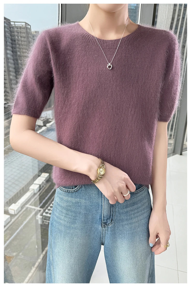 Women's Short Sleeve Knit Sweater Top
