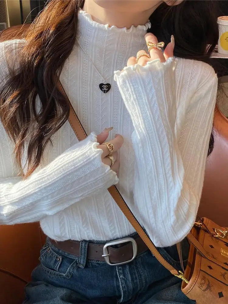 Women's Ruched Turtleneck Sweater - Slim Knit Pullover Jumper - photo 8