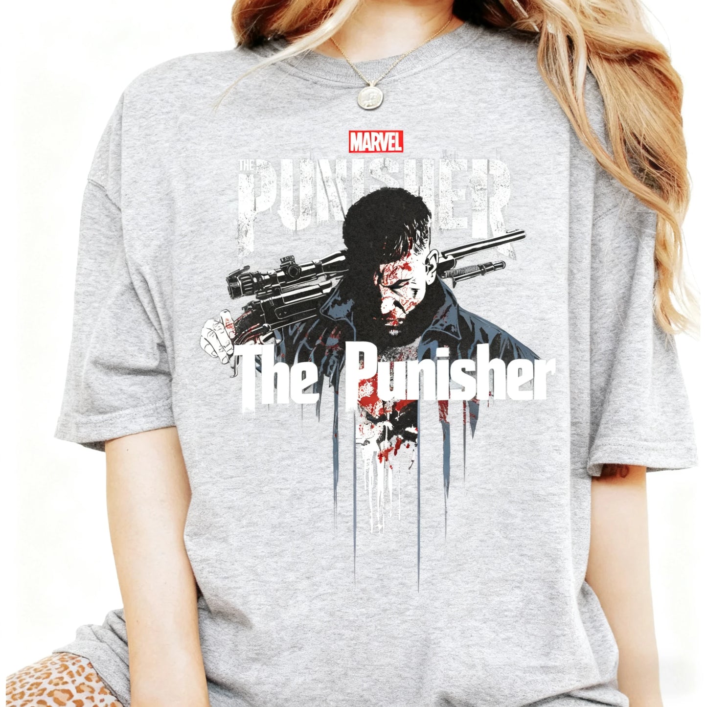 Marvel 2026 New Marvel Punisher Skull Logo Print Stylish High Quality Unisex Short Sleeve Casual Plus Size T-Shirt