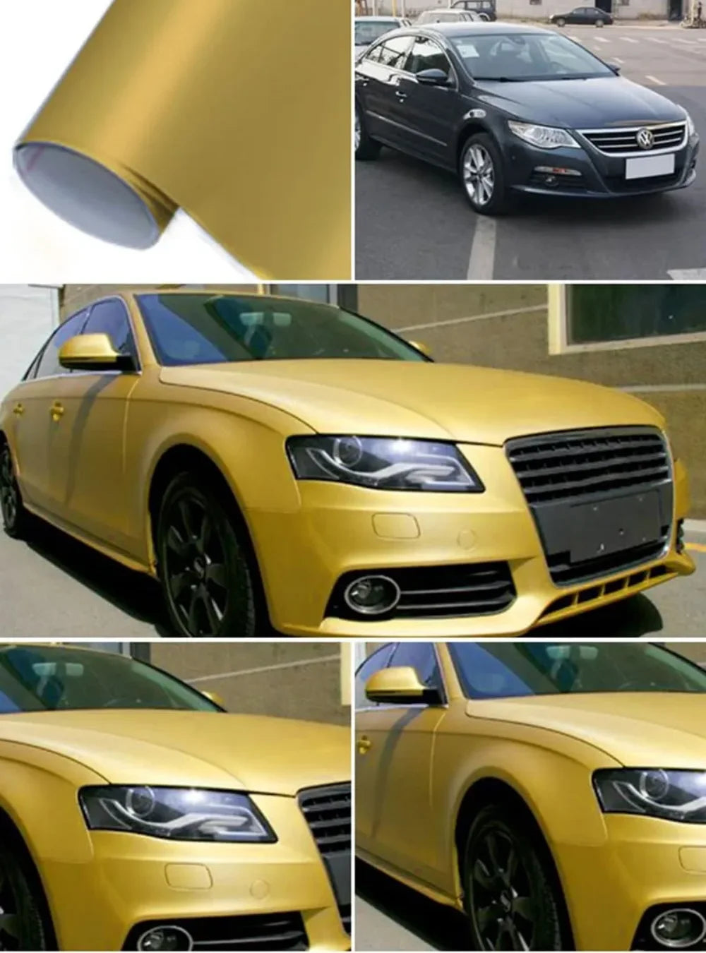 Gold Matte Vinyl Wrap Film for Car Motorcycle Waterproof DIY Sticker for Auto Hood and Exterior